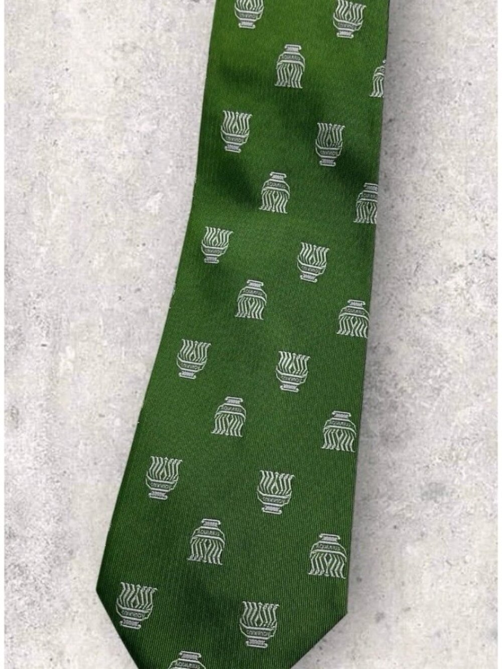 FORNASETTI RARE Silk Tie ITALY Green Silver Art ZODIACUS AQUARIUS W:3.8" EUC - Picture 6 of 6